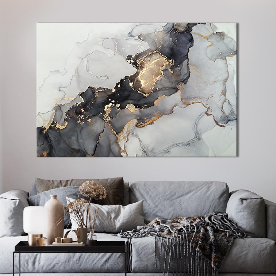 Painting on canvas Light gray marble 120x80 cm